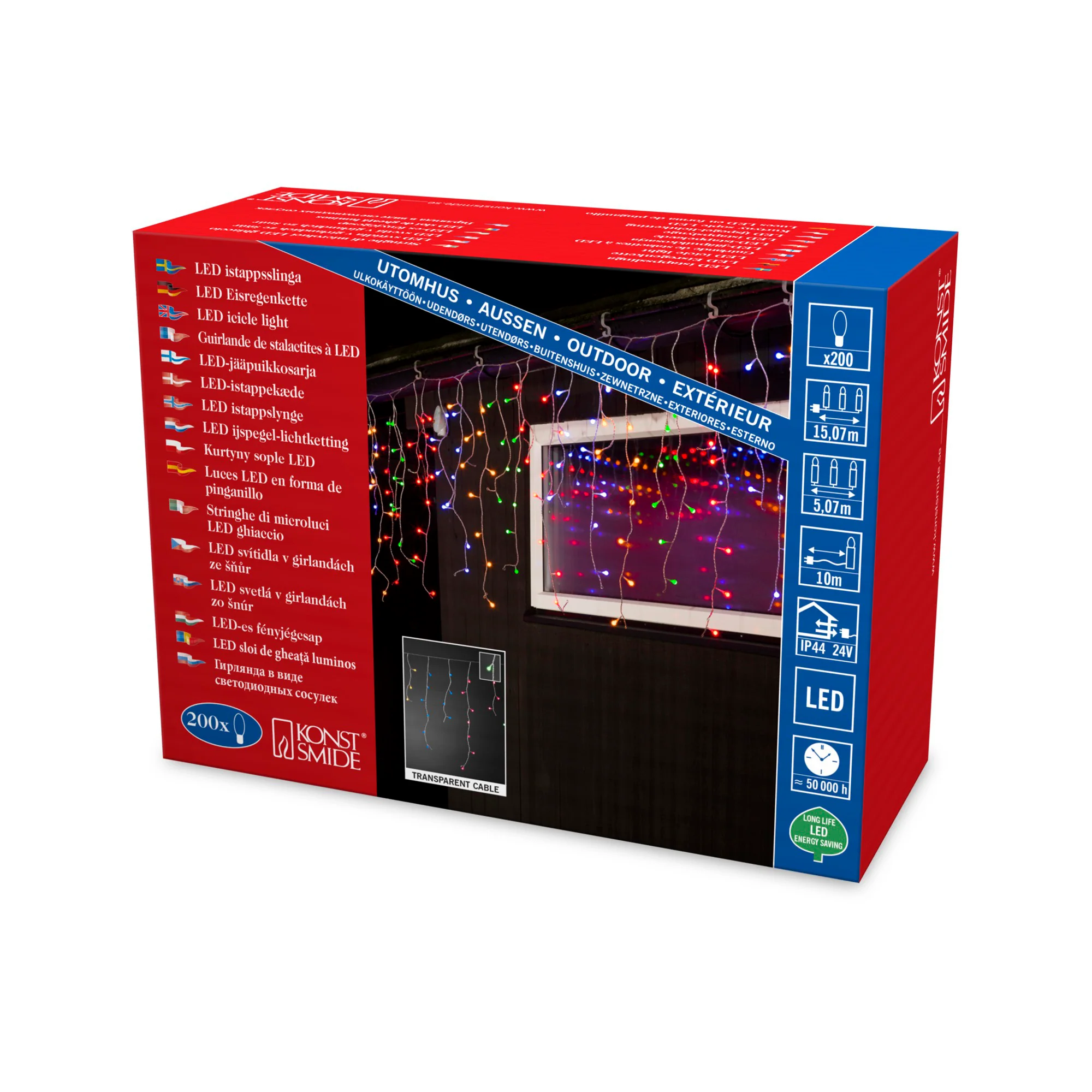 Konstsmide LED-Eisregen Lichtervorhang, 200 bunte Dioden - Image 3