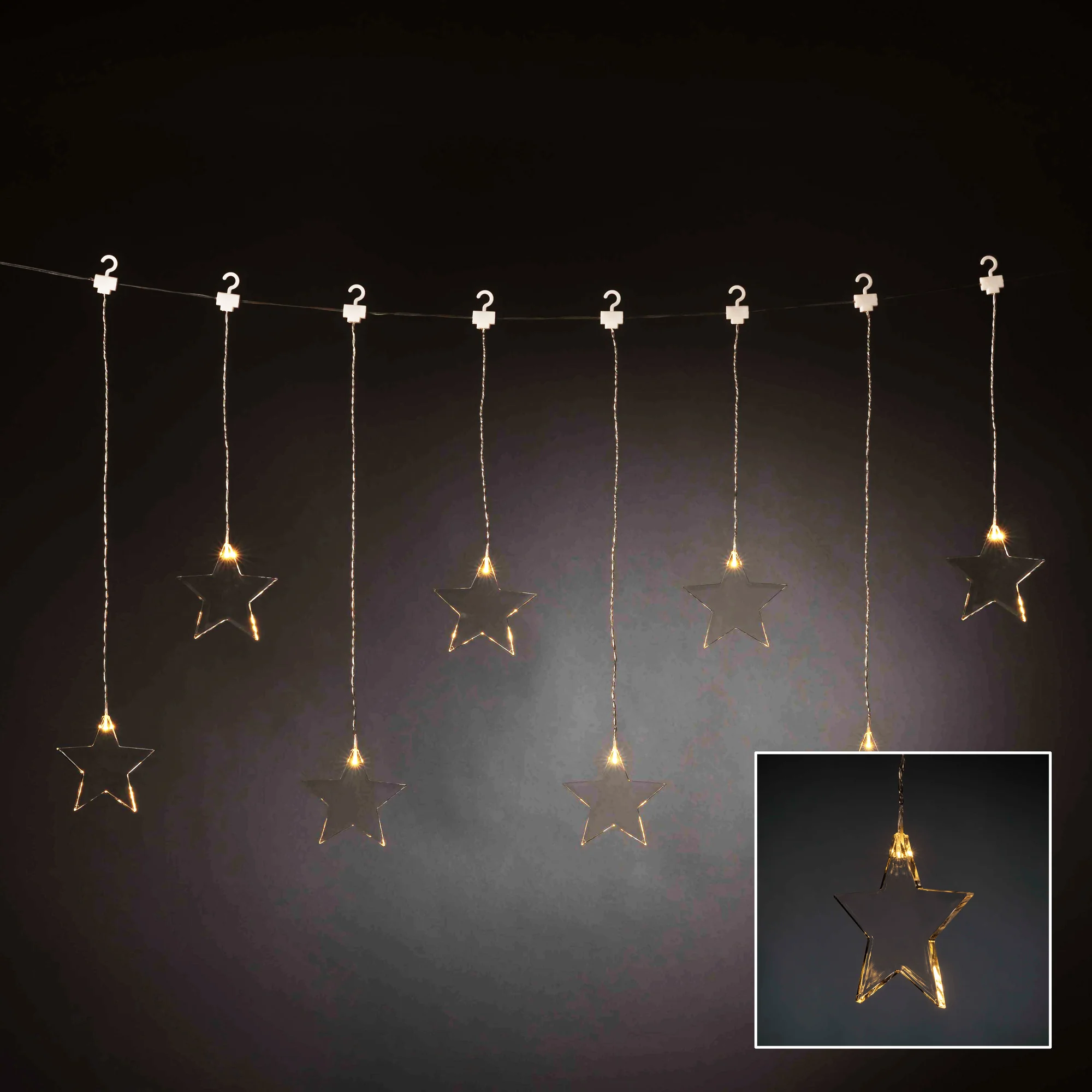 Konstsmide LED-Lichtervorhang Sterne, 8 warmweiße LEDs, 3V Innentrafo - Image 4